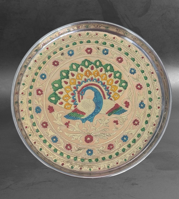 Meenakari Stainless Steel plate - Big