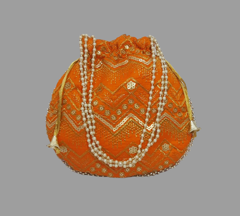 Designer Potli bag with Pearl handle