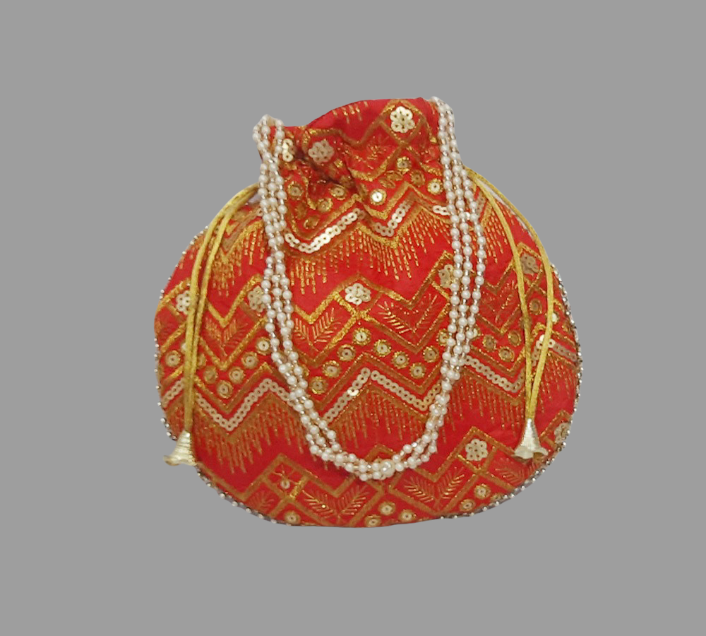 Designer Potli bag with Pearl handle