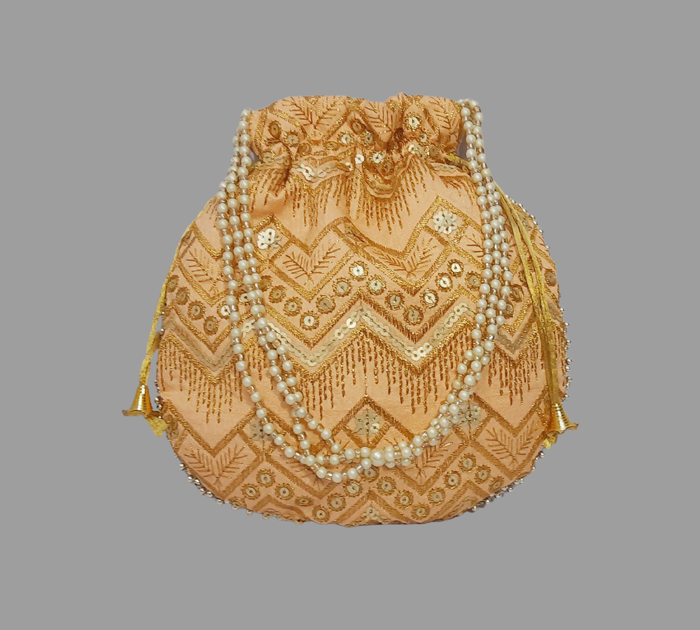 Designer Potli bag with Pearl handle