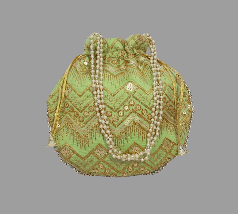 Designer Potli bag with Pearl handle