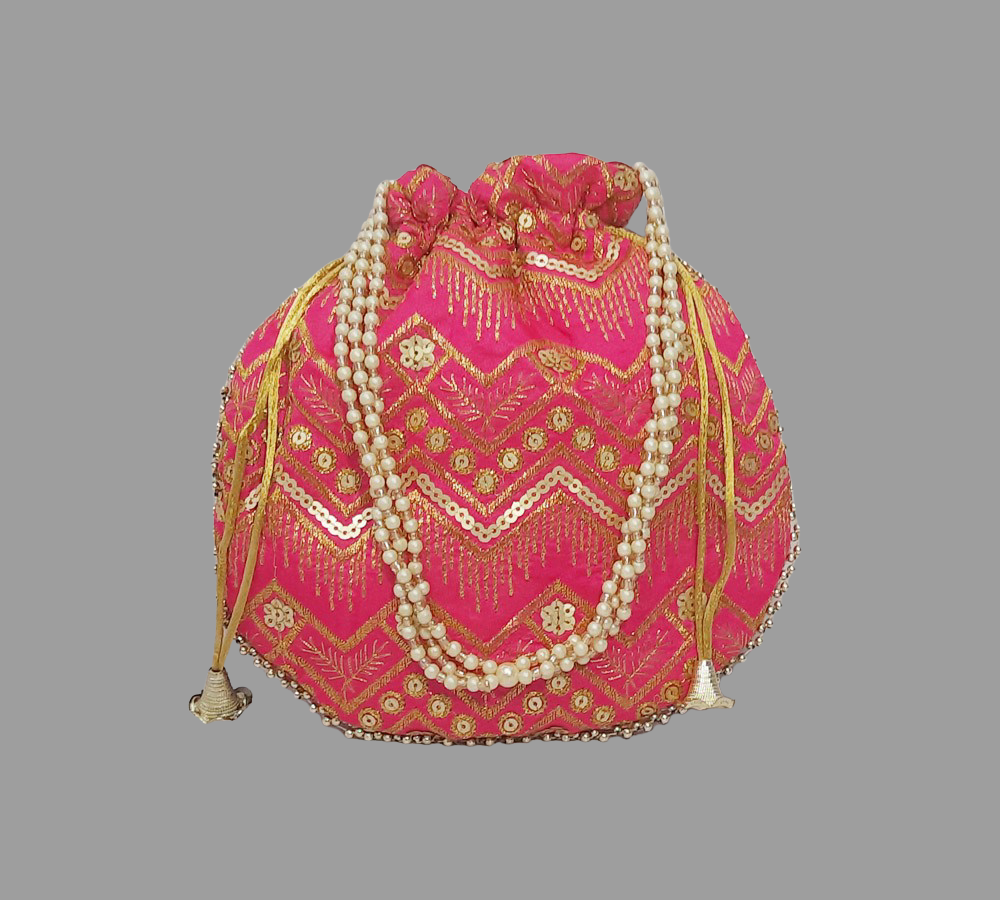 Designer Potli bag with Pearl handle