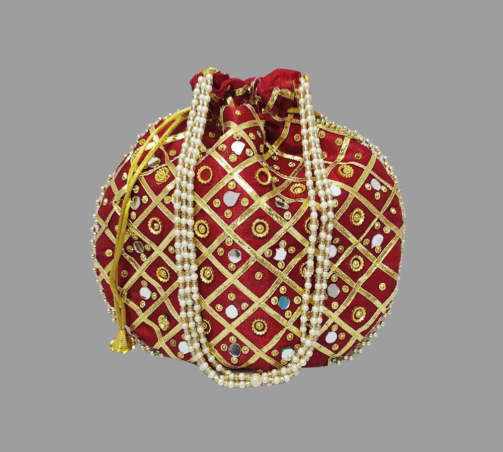 Mirror Potli with Pearl handle