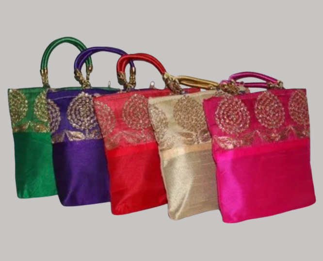 Silk Gold Embroidered Purse/ Potli bags