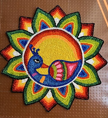 Decorative Rangoli Mat (Peacock Design) - Medium