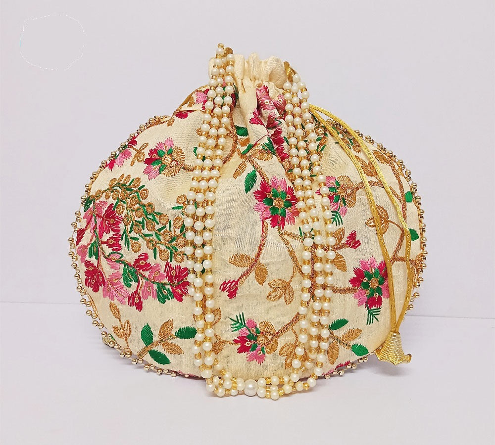 Embroided Floral Potli Bag