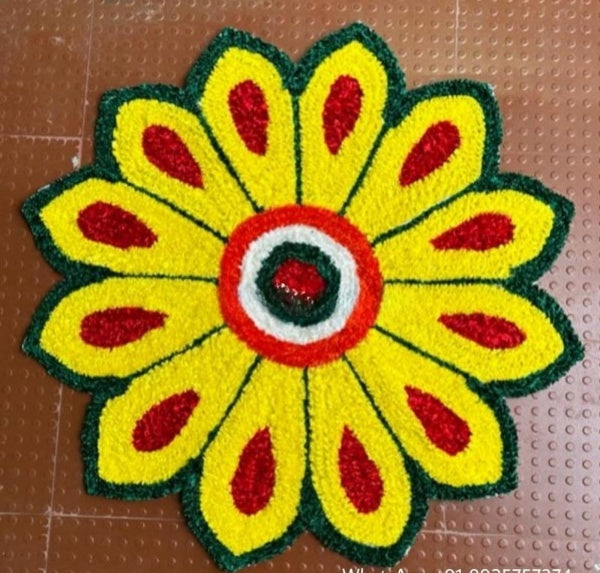 Decorative Rangoli Mat (with yellow flower design) - small