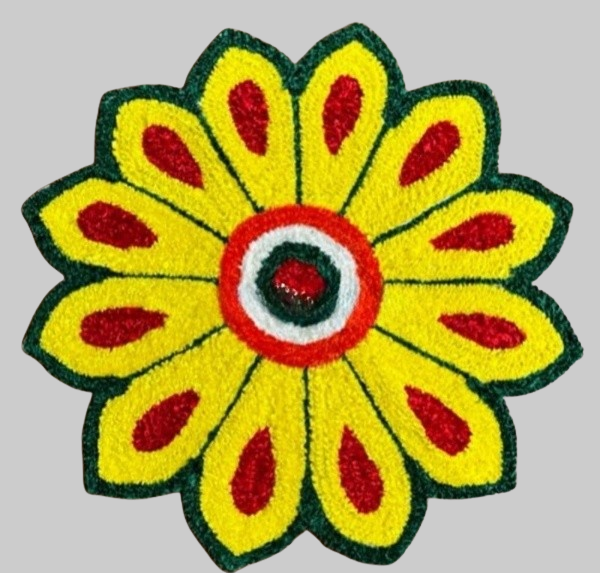 Decorative Rangoli Mat (with yellow flower design) - small