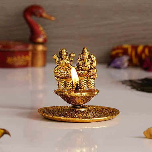 Brass Lakshmi Ganesha Diya