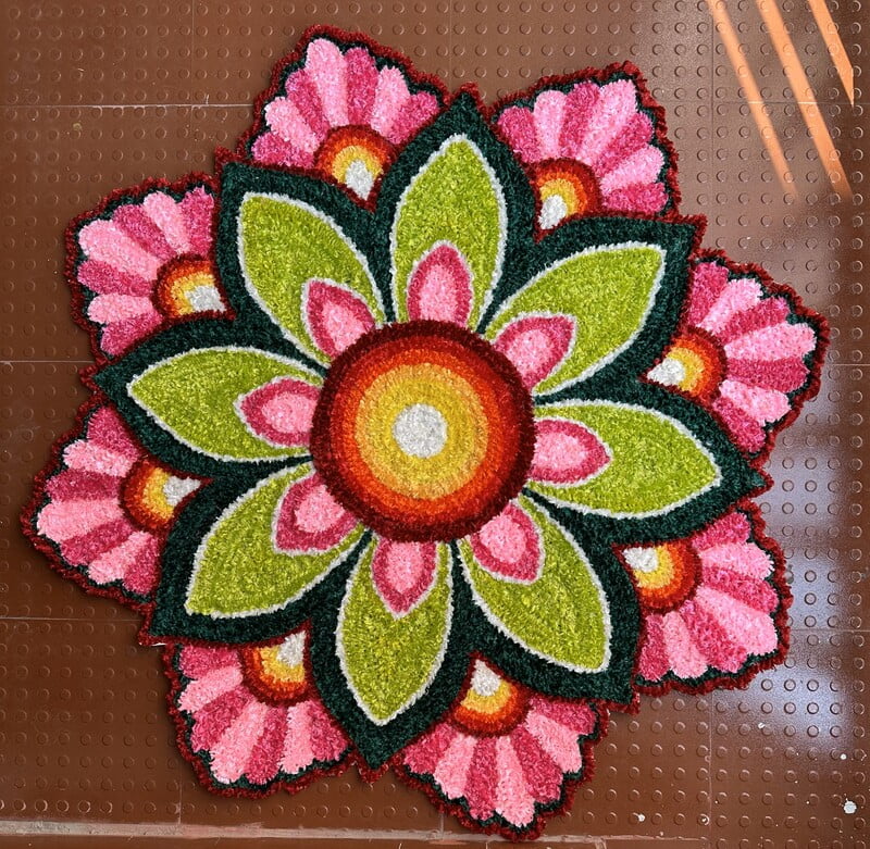 Decorative Rangoli Mat (with Flower Design) - Large