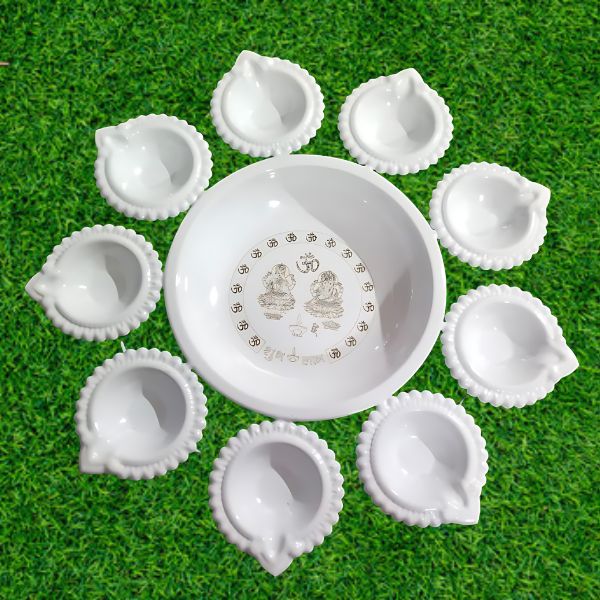 White Metal Diya Uruli