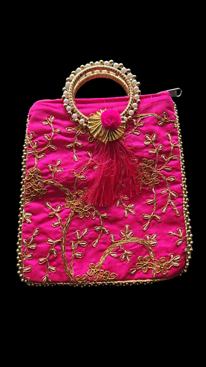 Embroidered Potli Zipper Bag