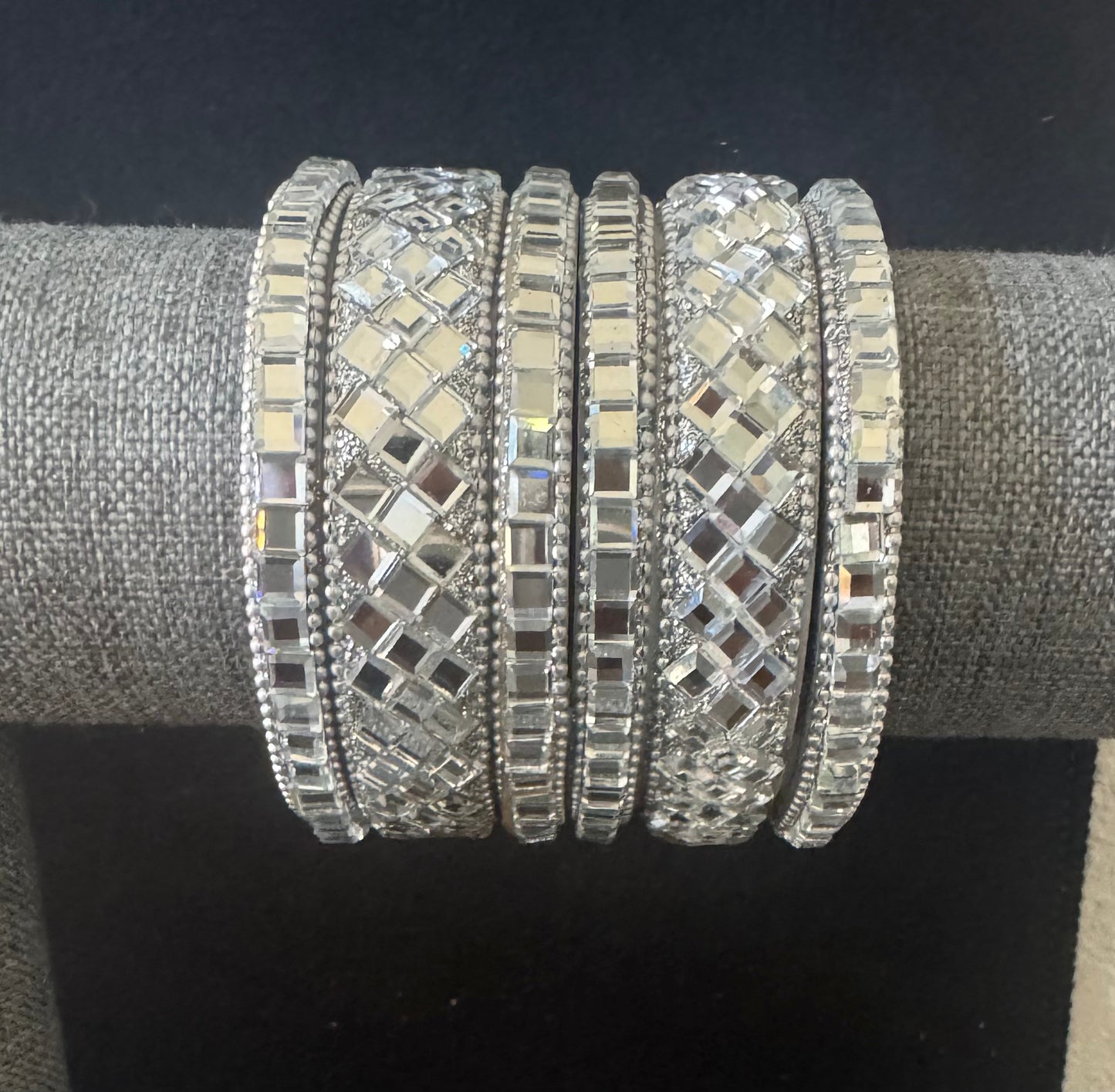 Kundan Bangles - White - DG1232