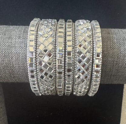 Kundan Bangles - White - DG1232