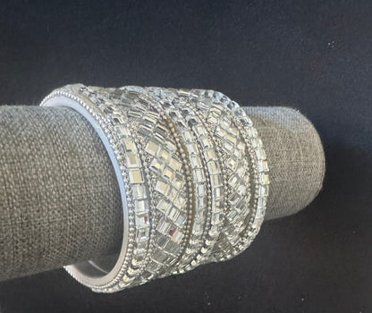 Kundan Bangles - White - DG1232