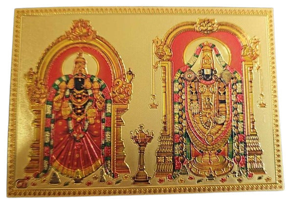 Fridge Magnet - Perumal with Thayar fridge magnet - Metallic gold finish.