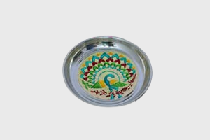 Meenakari Peacock Stainless steel Thamboolam Plate - Small