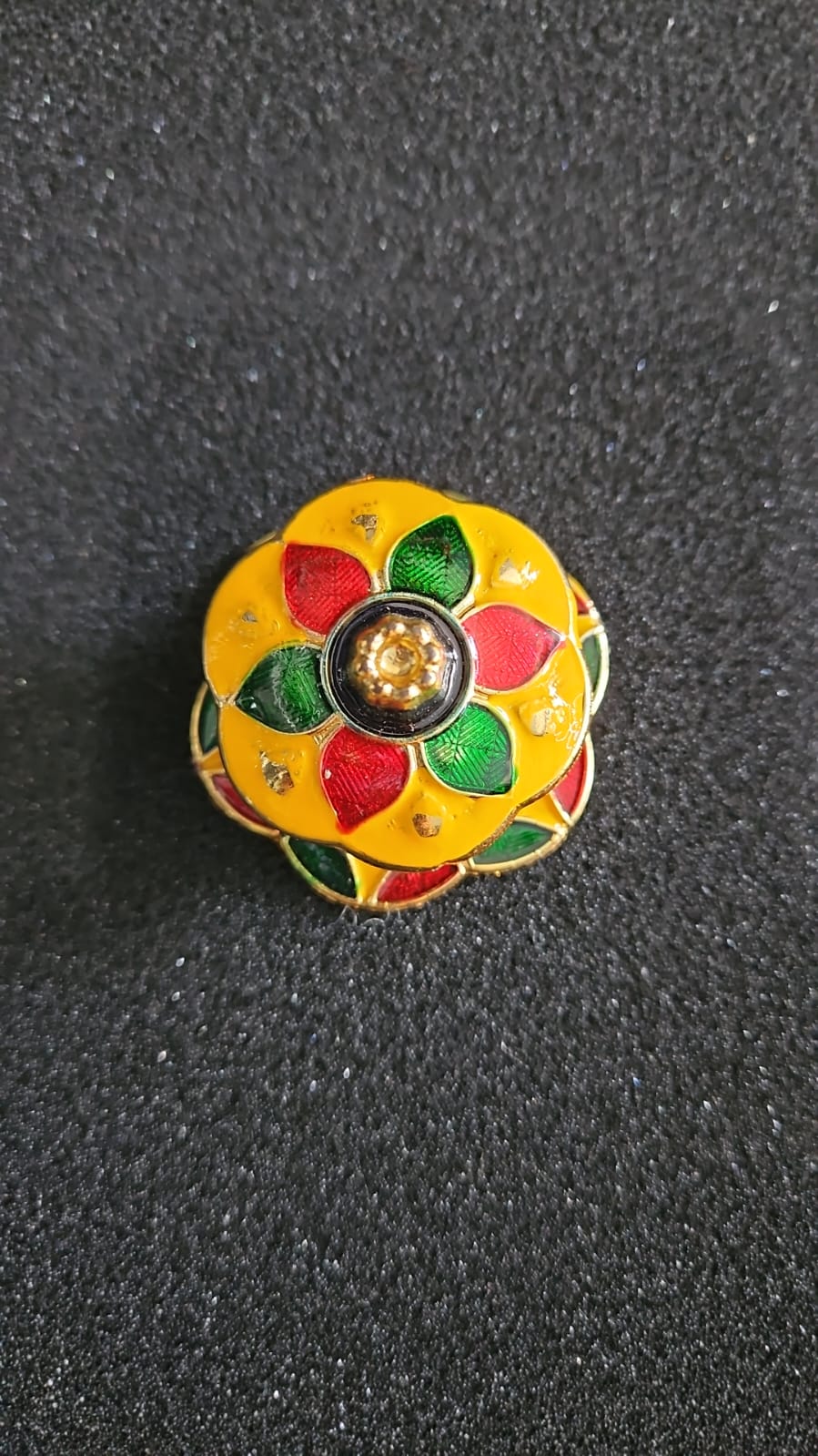 Meenakari Design Sindoor Box (with yellow, red, green flower)