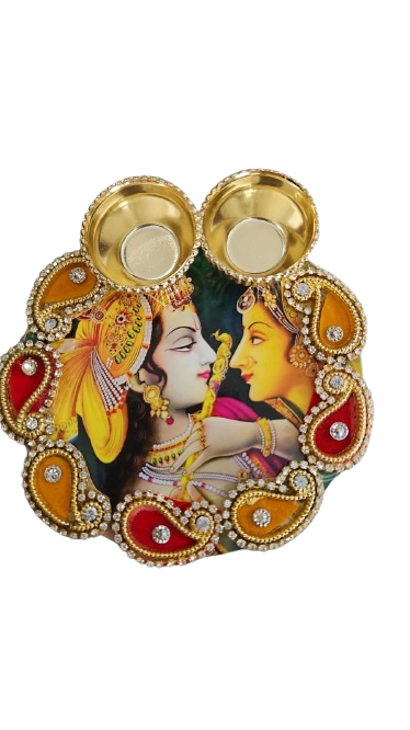 Kumkum holder plate-Radha&Krishna