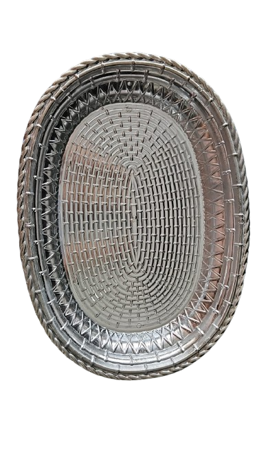 Silver Finish Fiber Basket (Oval) - long