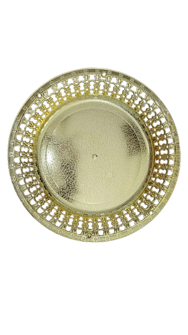 Round Gold Finish Fiber Tray