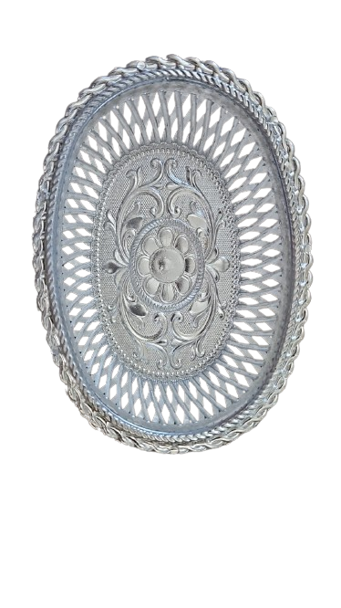 Silver Finish Fiber Basket (Oval) - Medium