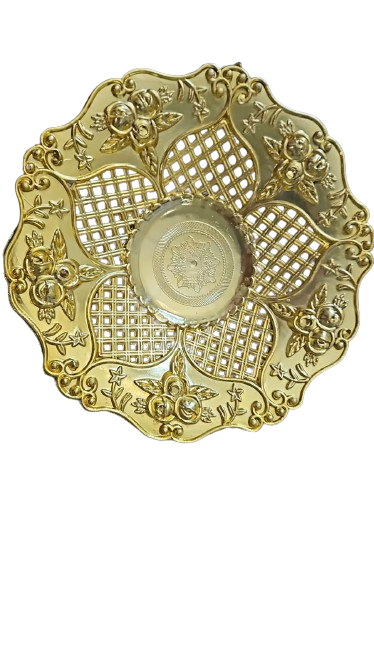 Flower design Dry Fruit Tray - Gold Finish