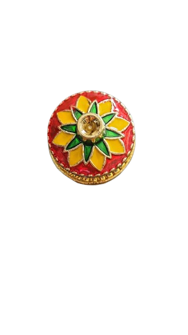 Meenakari Design Sindoor Box with yellow green flower