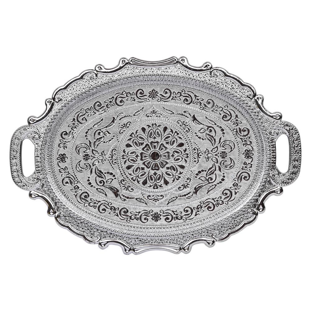 Silver Finish Fiber Serving Tray