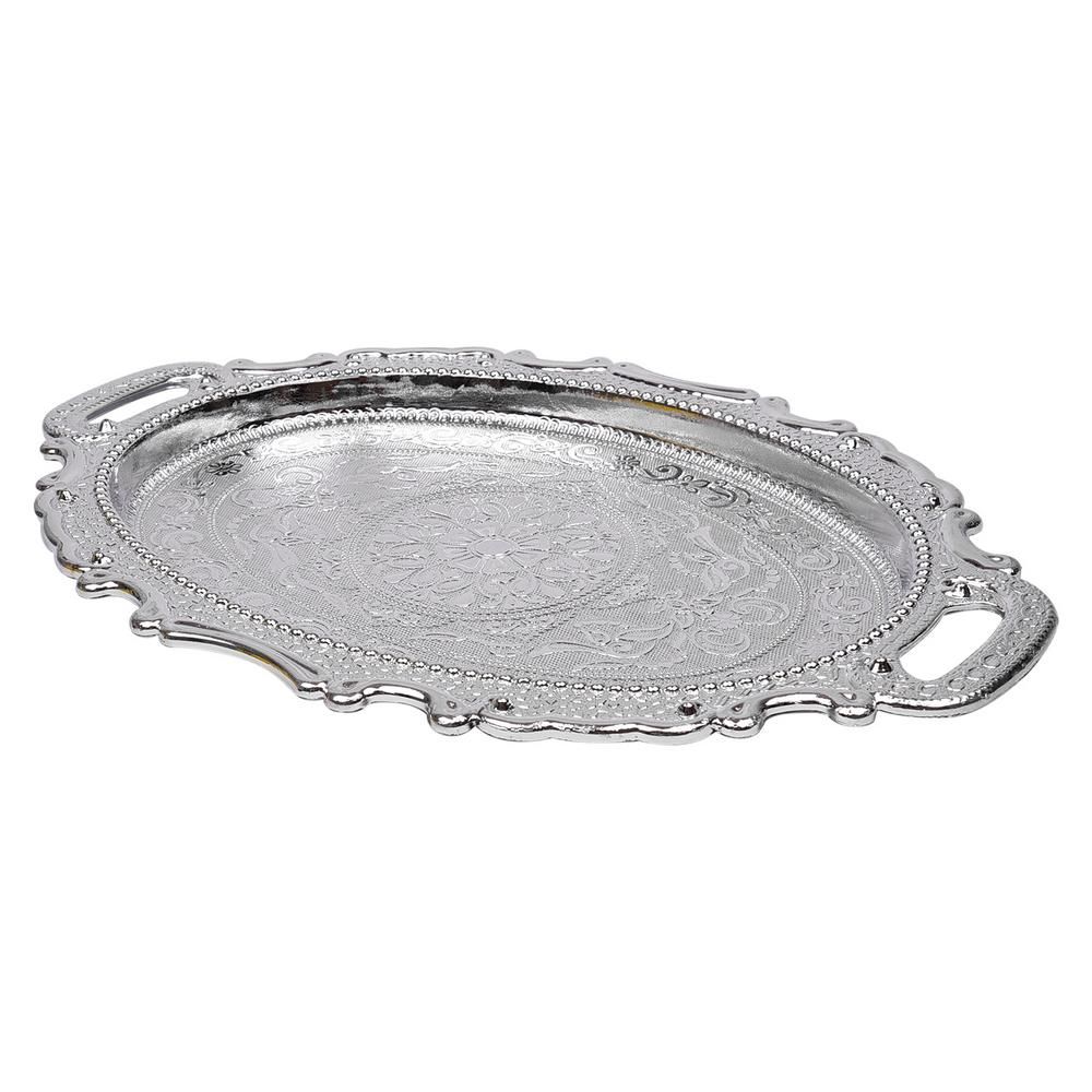 Silver Finish Fiber Serving Tray