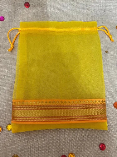 Organza Tissue Potli bags with Zari (size 9x6.5)