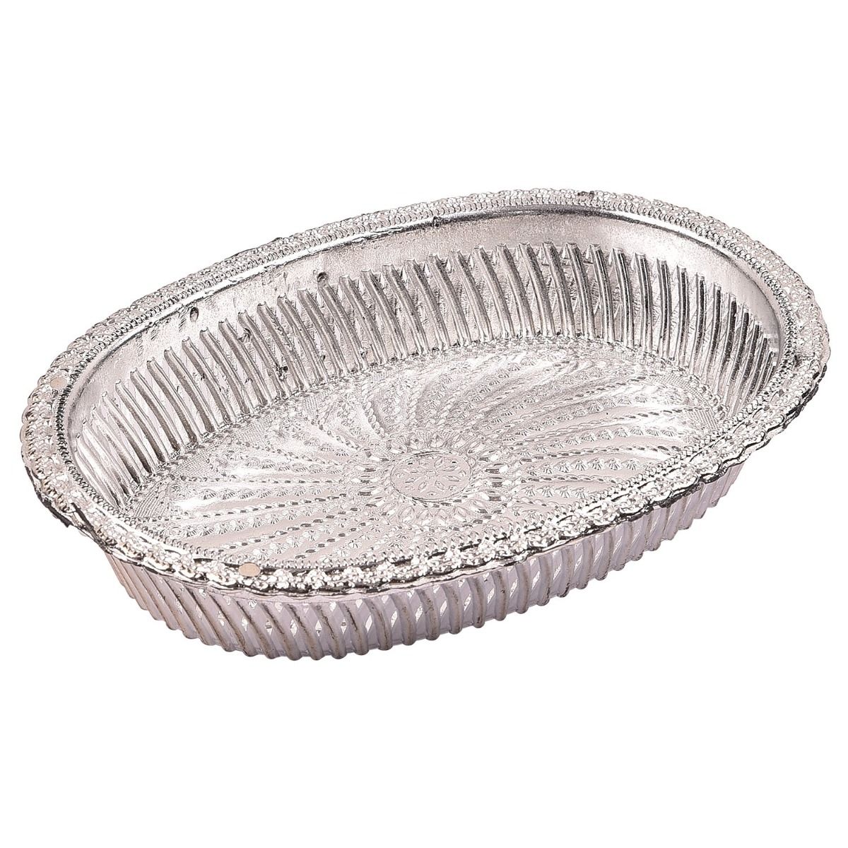 Silver Finish Fiber Basket (Oval) - long