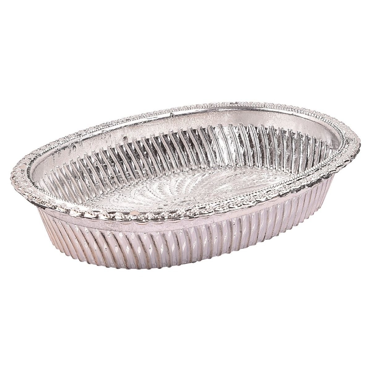 Silver Finish Fiber Basket (Oval) - long