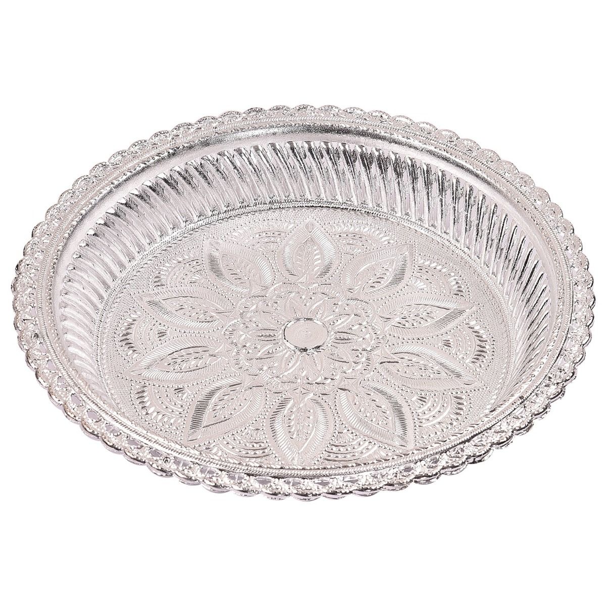 Silver Finish Round Fiber tray - big