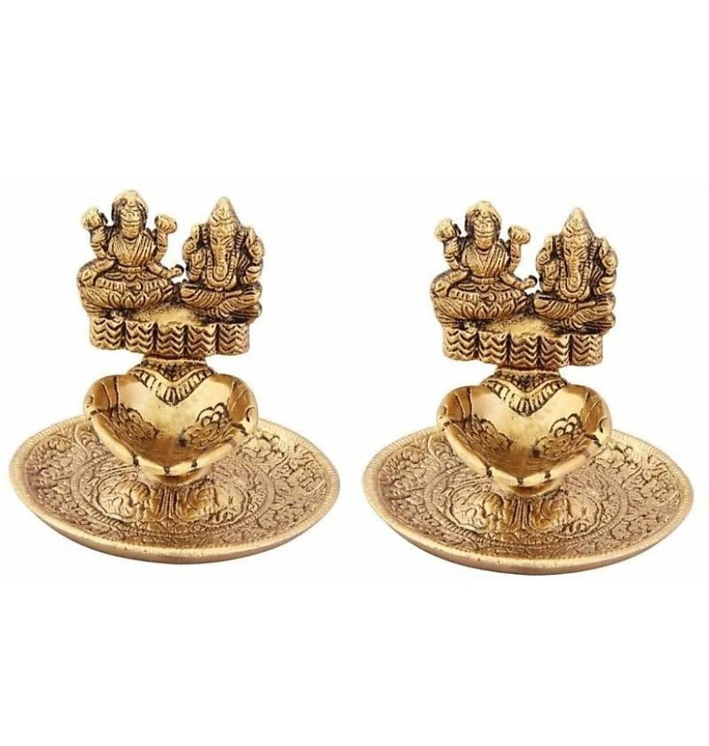 Brass Lakshmi Ganesha Diya